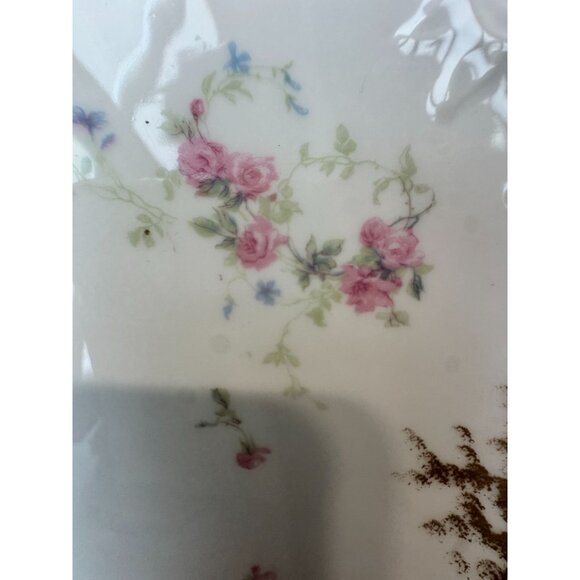 Antique J.P. France Limoges Porcelain Plate With Pink Floral Design & Gold Gilt - Picture 4 of 9